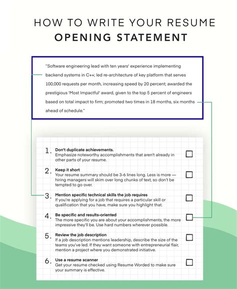 examples of opening statement for cv