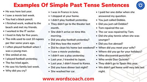 examples of past tense words