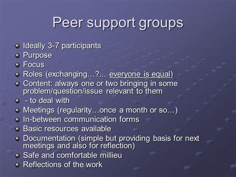 Examples Of Peer Support Groups