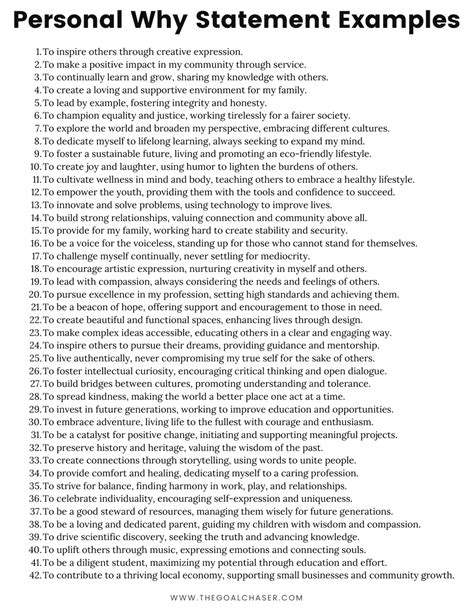 examples of personal why statements