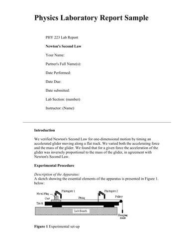 examples of physics lab reports
