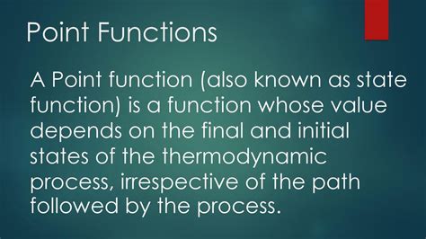 examples of point function and path function in thermodynamics