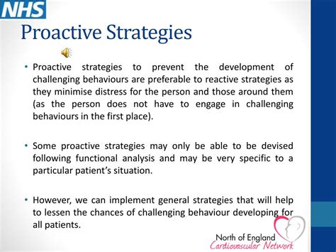 examples of proactive strategies for challenging behaviour