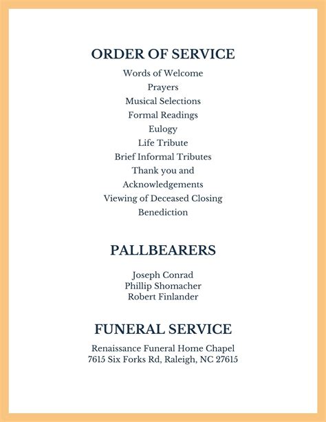 Examples Of Program For Funeral Service