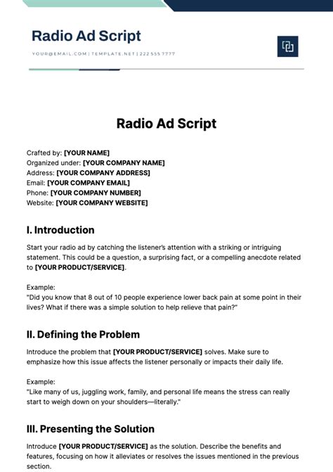 Examples Of Radio Ads Script