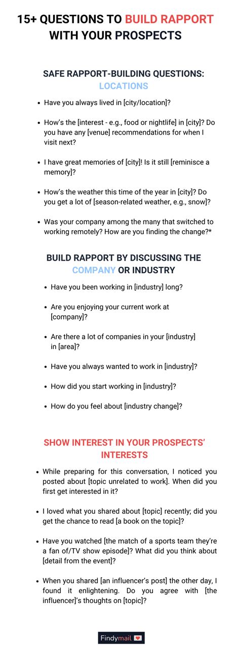 examples of rapport building questions pdf