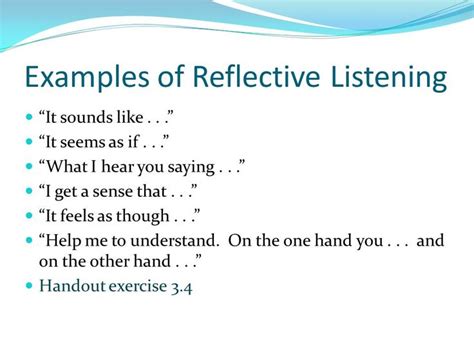 examples of reflective listening statements