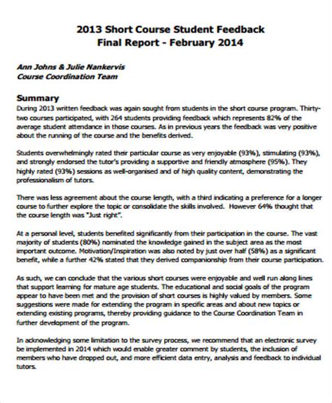 examples of reports for students