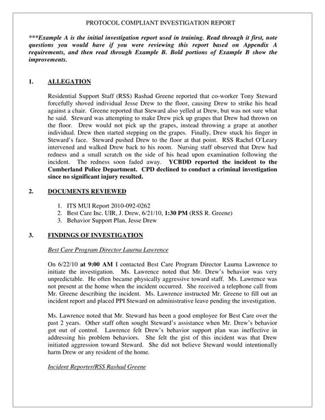 examples of reports in the workplace