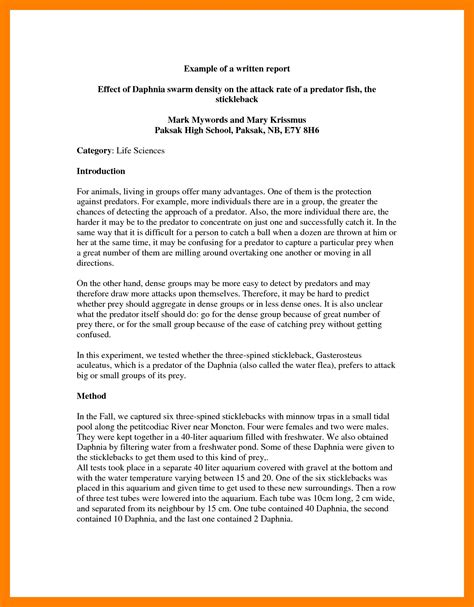 examples of reports written