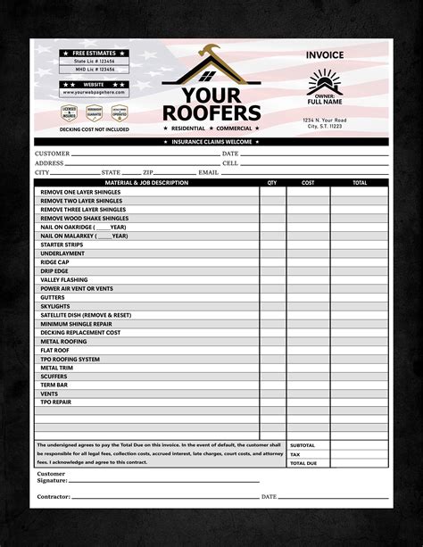 Examples Of Roofing Invoices