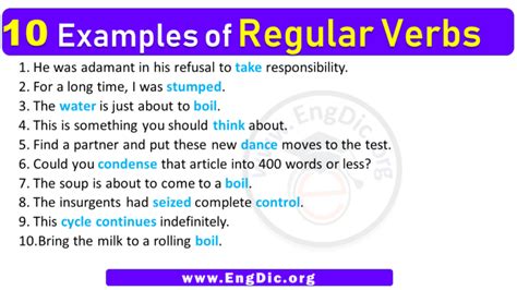 examples of sentences using regular verbs in the past tense