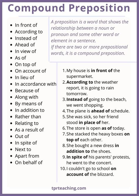 examples of simple and complex prepositions