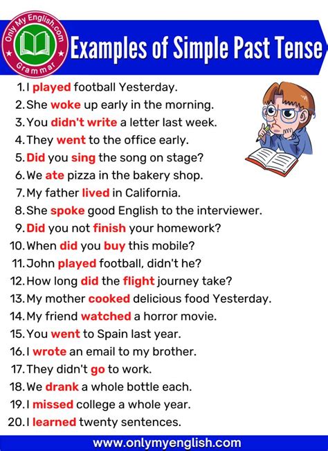 examples of simple past form of the verb