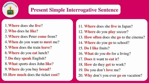 examples of simple present tense interrogative