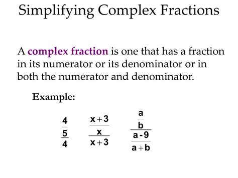 examples of simplifying complex fractions