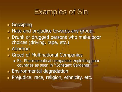 examples of sinful behavior