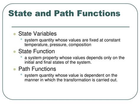 examples of state and path functions in thermodynamics