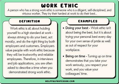 examples of strong work ethic in school