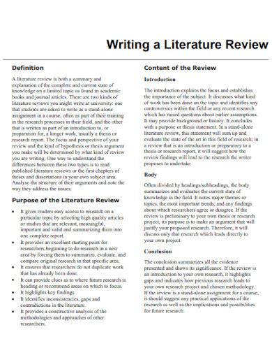 examples of student literature review