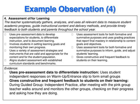 Examples Of Student Observations