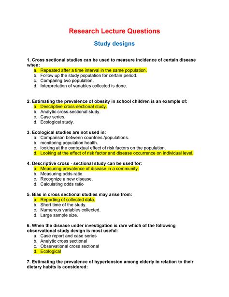 examples of study questions
