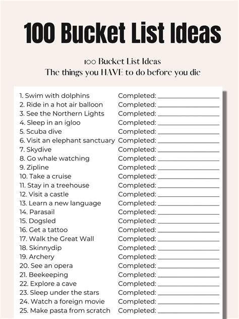 Examples Of Things On A Bucket List