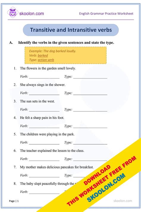 examples of transitive and intransitive verbs class 5