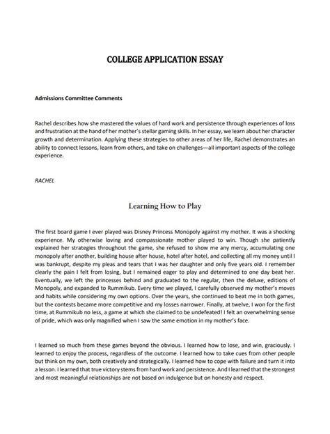 Examples Of University Application Essays