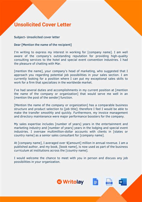 Examples Of Unsolicited Application Letter