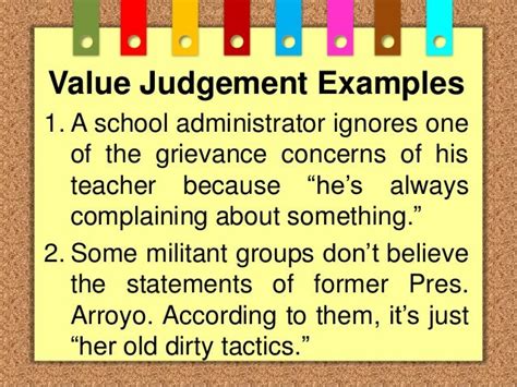 examples of value judgement statements