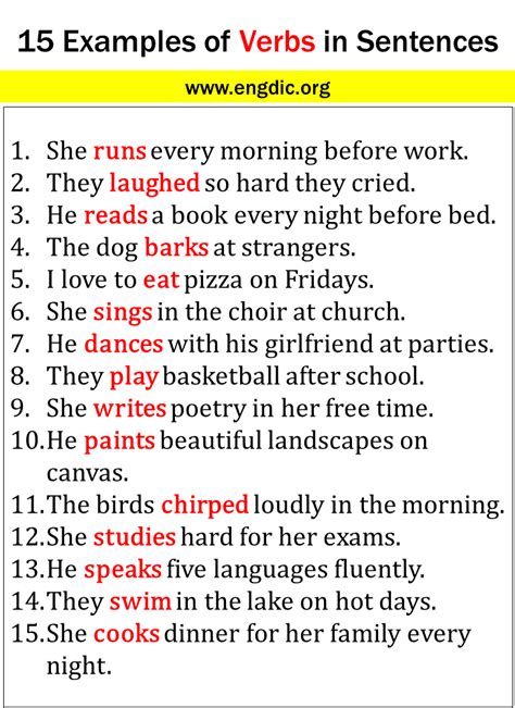 examples of verb forms in sentences