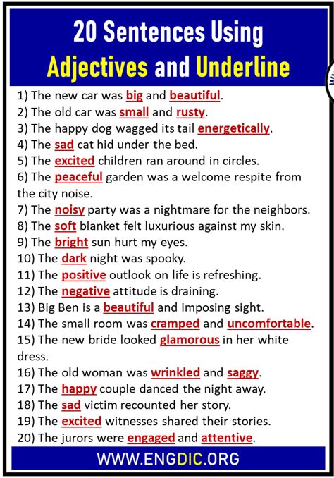 examples of verb in a sentence with underline