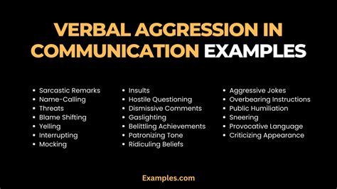 examples of verbal aggression in students