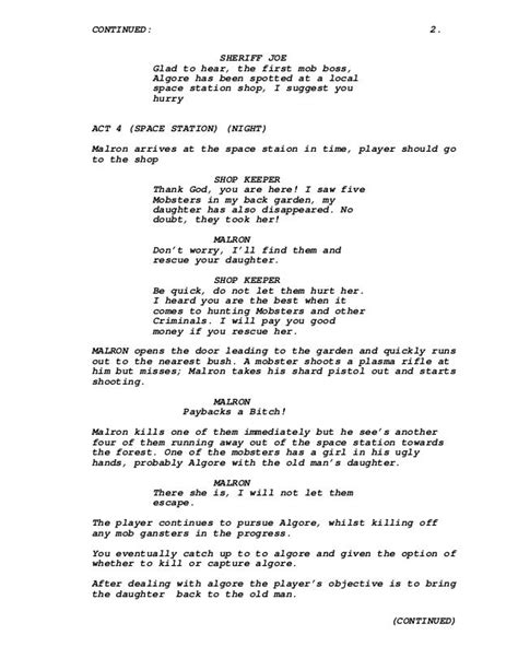 examples of video game scripts