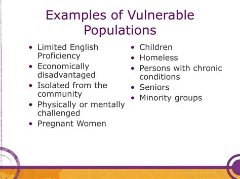 examples of vulnerable populations