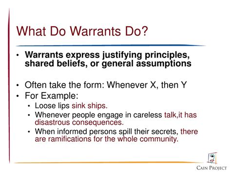 examples of warrants in argument