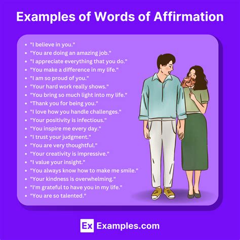examples of words of affirmation in a relationship