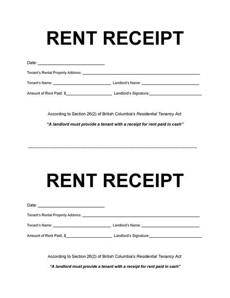Examples Of Written Rent Receipt