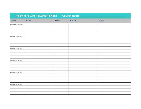 Sign Up form Template Printable Sign Up Worksheets and forms for Excel