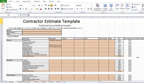 Contractor Invoice Excel Template Printable Billing Format for