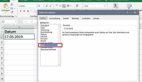 Excel: Umwandeln von Nummern, Datum und Uhrzeit in Text