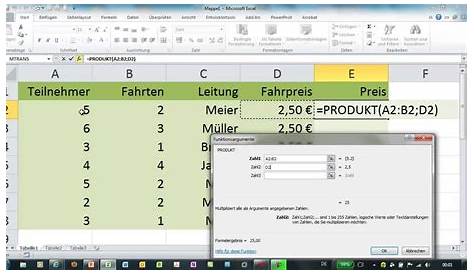 Excel: Multiplizieren von Zahlen und Zellen