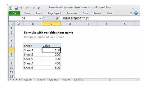 Excel Formula Dynamic Sheet Name