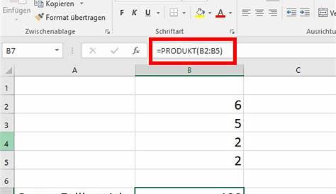 Excel: Multiplikation - Das Produkt berechnen