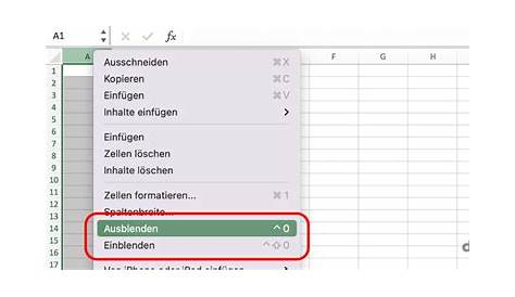 Excel Spalten und Zeilen ein-/ausblenden per Tastenkombination