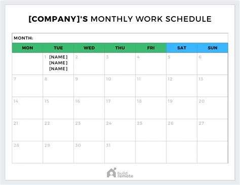 Weekly Work Schedule Template Professional Template with Employee