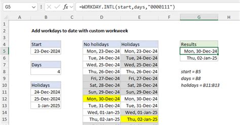 excel add number of work days to a date
