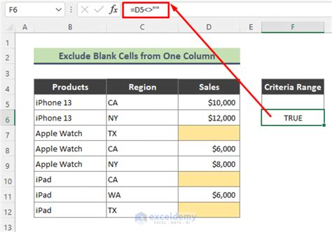 excel advanced filter exclude blank cells