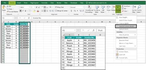 excel auto size columns